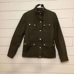 J. Crew Dark Green Utility Jacket with Gold Accents XS